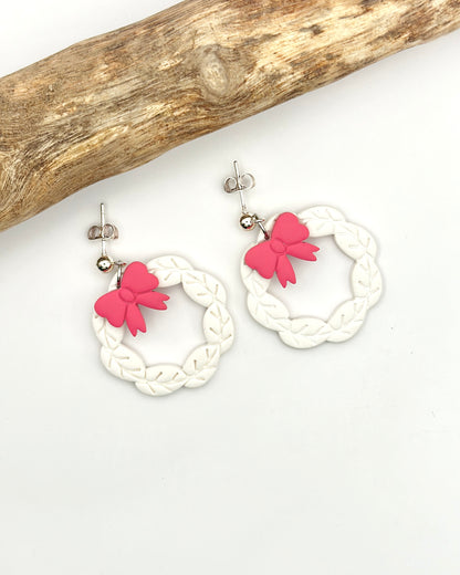 Christmas Snow Wreath Earrings